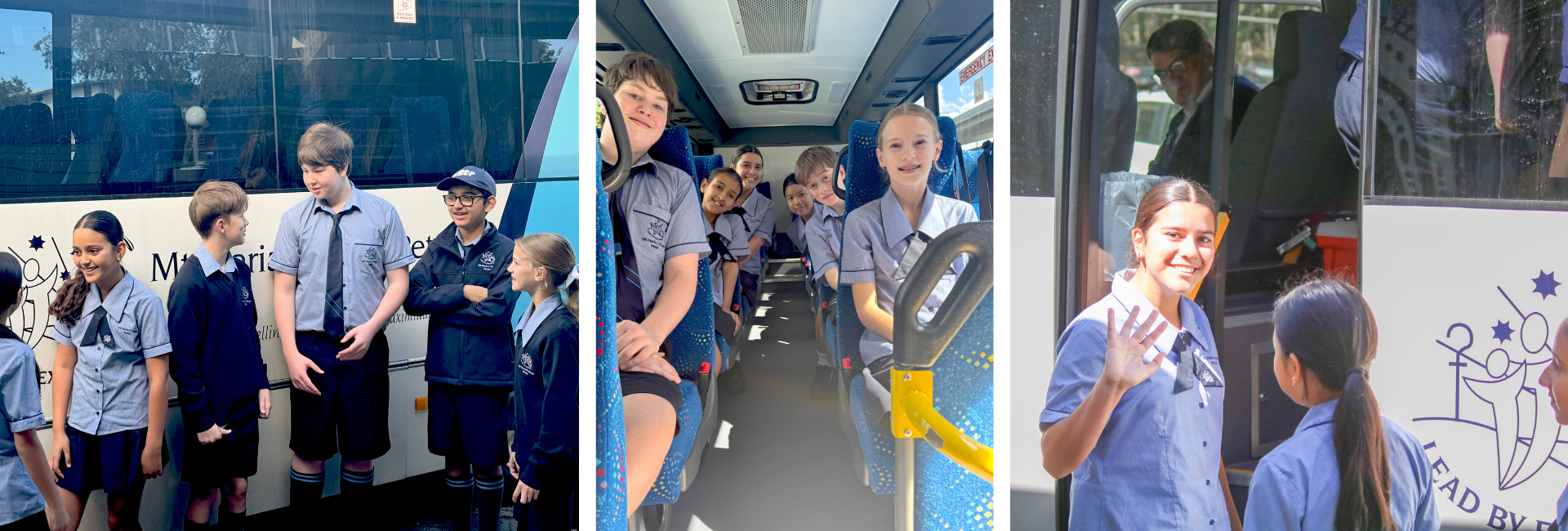 photos of students on bus